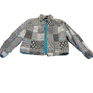Multiples Women’s Geometric Boho Black & White Jacket Embroidered Patchwork S